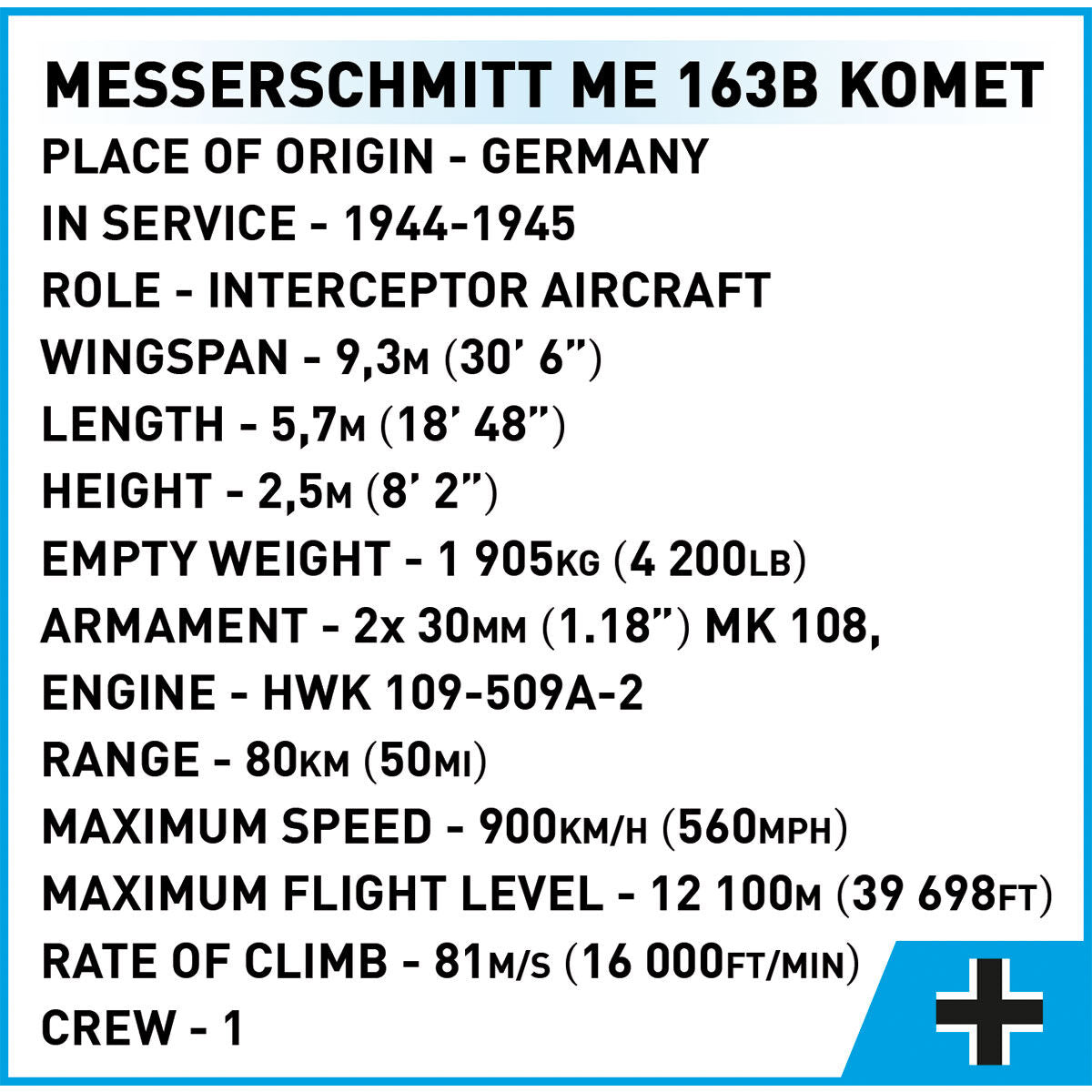 COBI Messerschmitt Me 163B Komet Jet Fighter: Set #5766 – COBI
