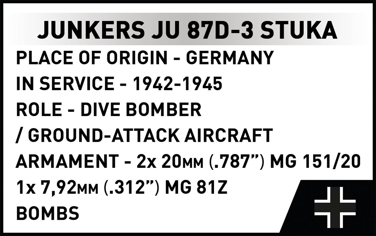 Bombardier en piqué Junkers JU 87D-3 STUKA COBI : SET #5768