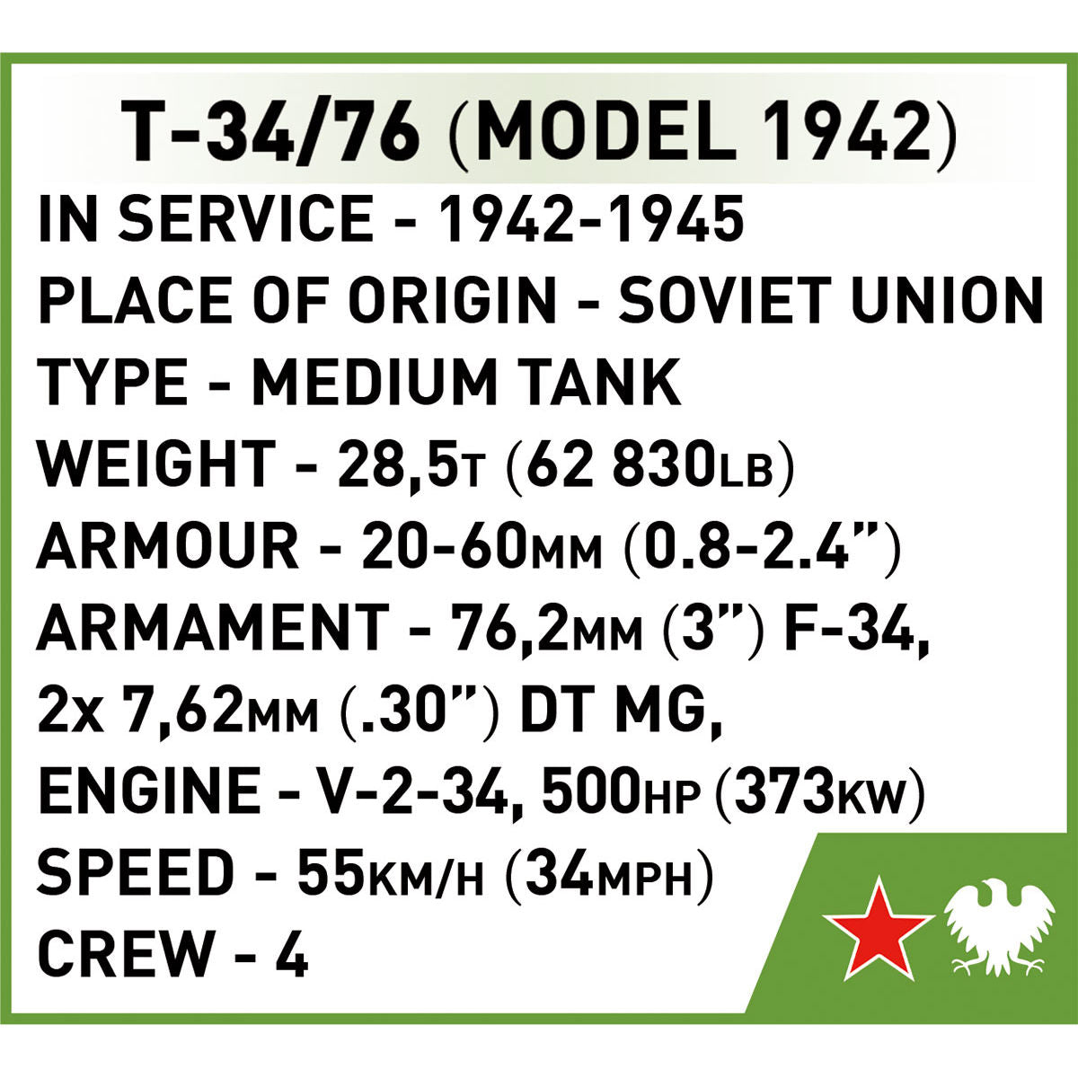 Tanque COBI T-34/76 Escala 1:72: Set n.° 3088
