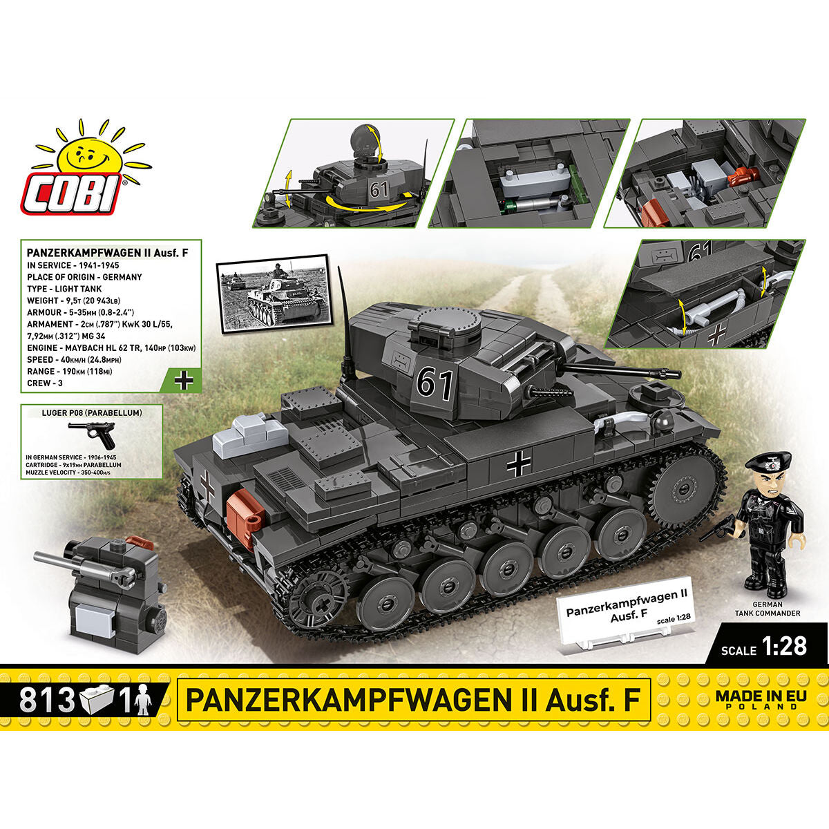 COBI PanzerKampWagen II Ausf. F Tank : Set #2597