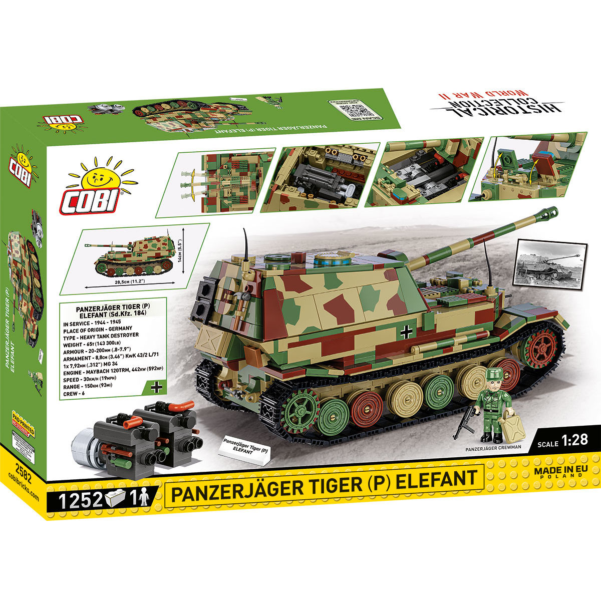 COBI PanzerJager Tiger (P) Elefant Tank Destroyer: Set n.° 2582