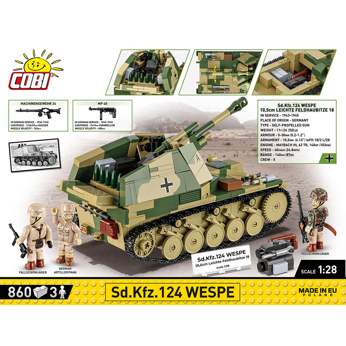 Cañón autopropulsado COBI SD.KFZ.124 Wespe EDICIÓN EJECUTIVA: Juego n.° 2598