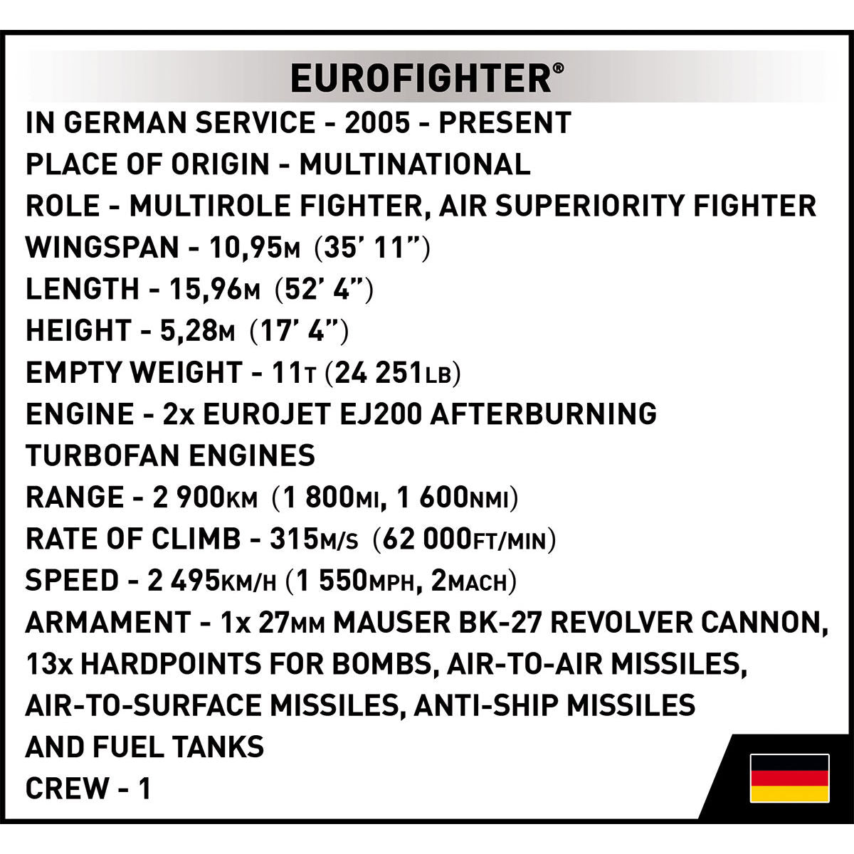 COBI Eurofighter Typhoon Jet Fighter (Germany) : Set #5848