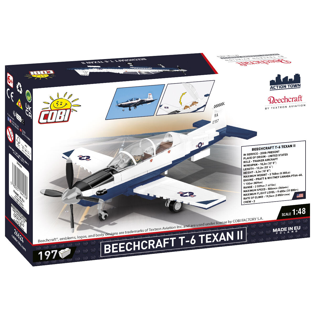 COBI Beechcraft T-6 Texan II Turbohélice Azul/Blanco: Juego n.° 26624