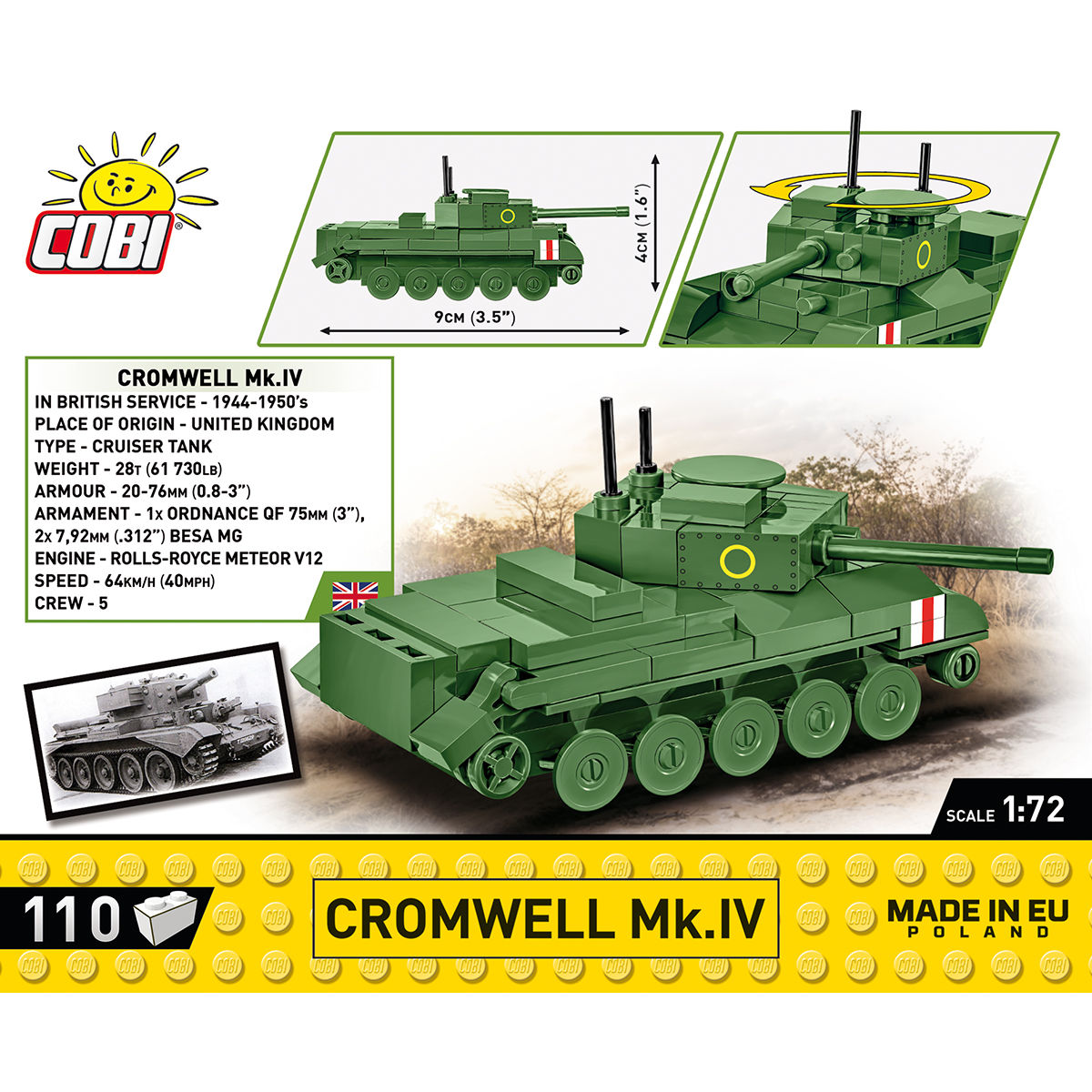 COBI Cromwell Mk. IV Tank 1:72 Scale: Set #3091