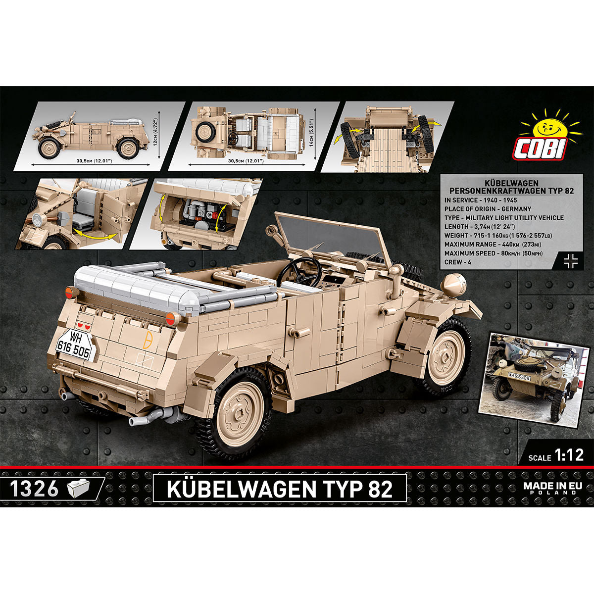 COBI Kübelwagen TYP 82 Utility Vehicle (1:12th) : Set #2803