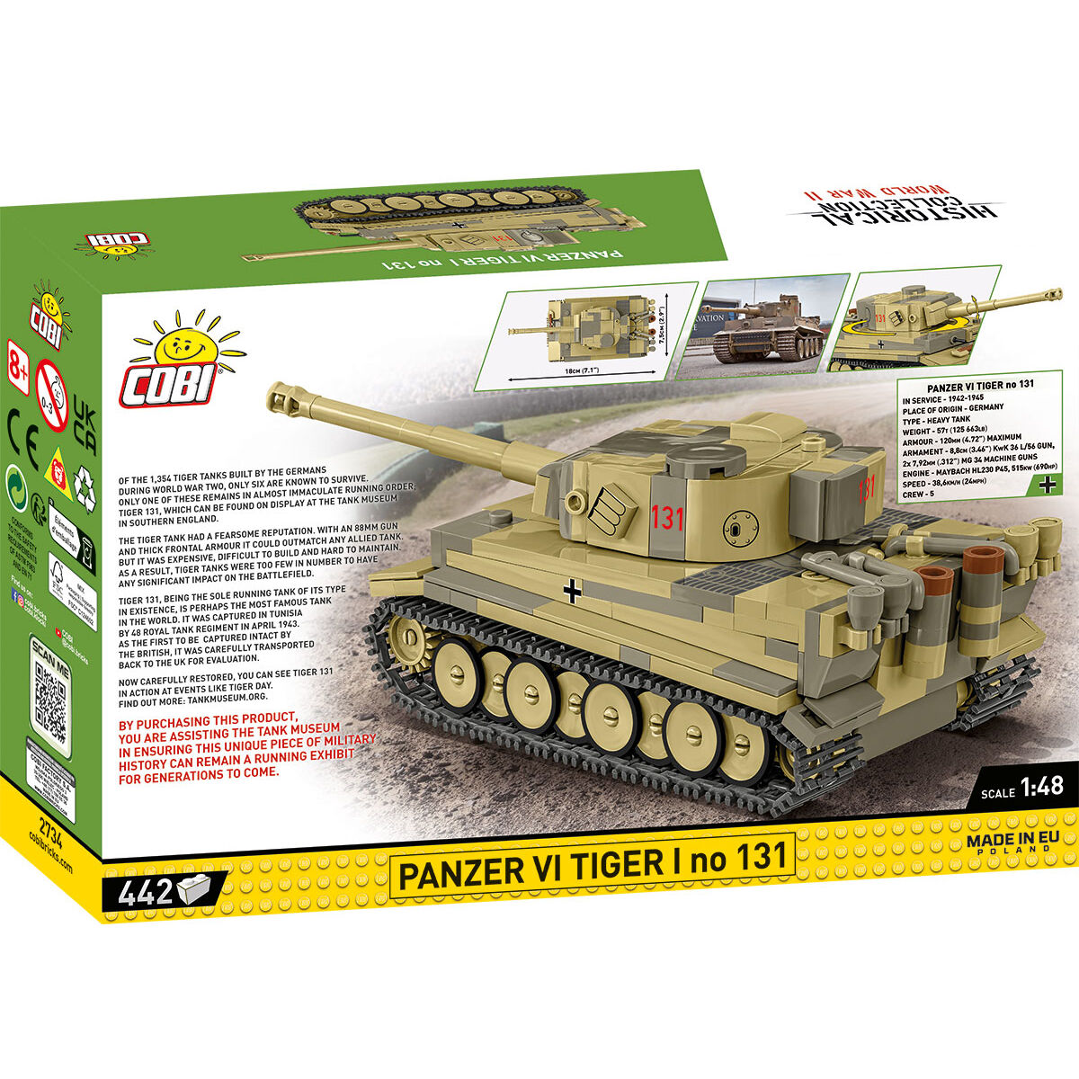 COBI Panzer VI Tiger I no 131 Tank 1:48: Set #2734