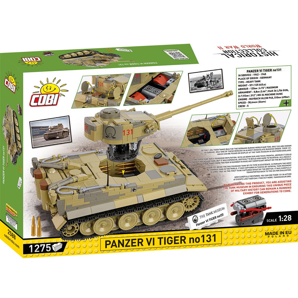 COBI Tank Museum Panzer Tiger VI No. 131 Tank: Set #2588