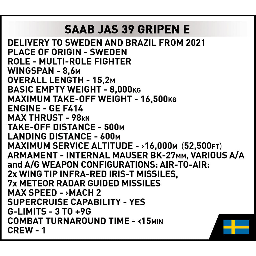 Jet de combate COBI SAAB JAS 39 Gripen E: Juego n.° 5820