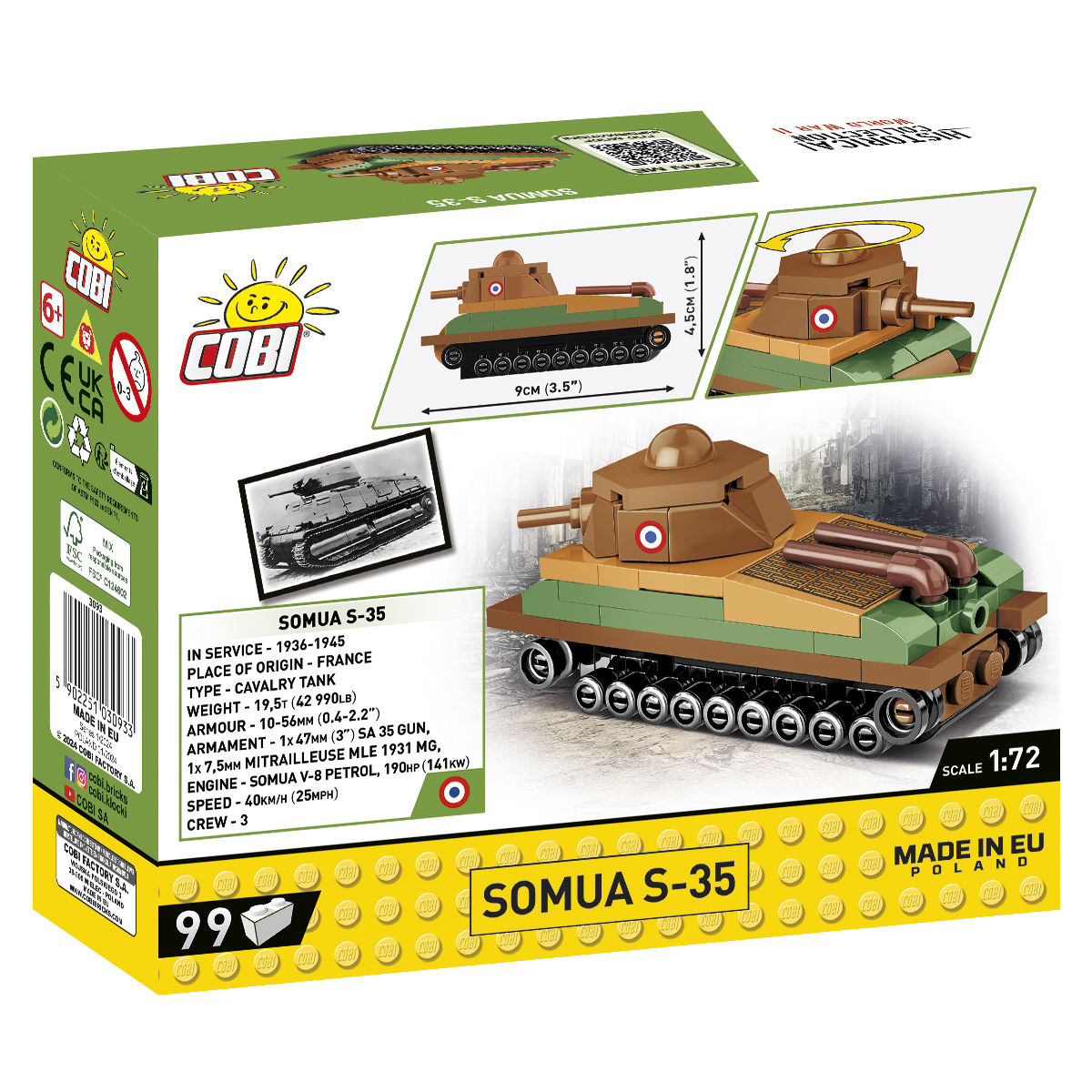COBI Somua S-35 Tank 1:72 Scale: Set #3093