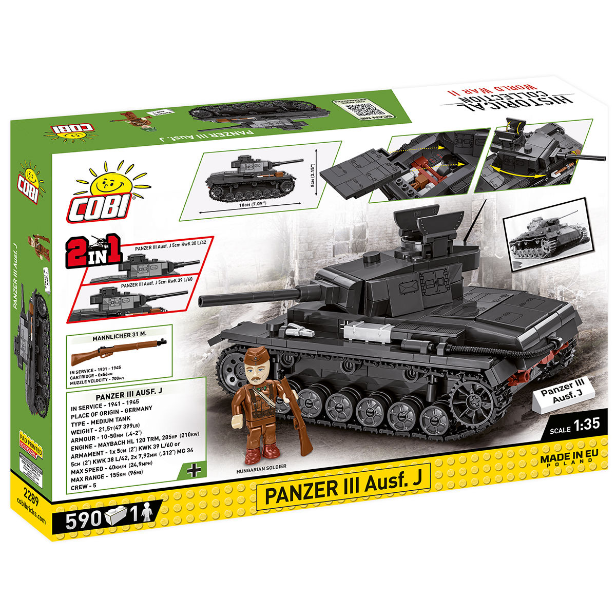 COBI Panzer III Ausf. Tanque J: Conjunto #2289