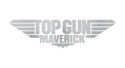 The official 'Top Gun: Maverick' movie logo in a metallic silver winged font, centered