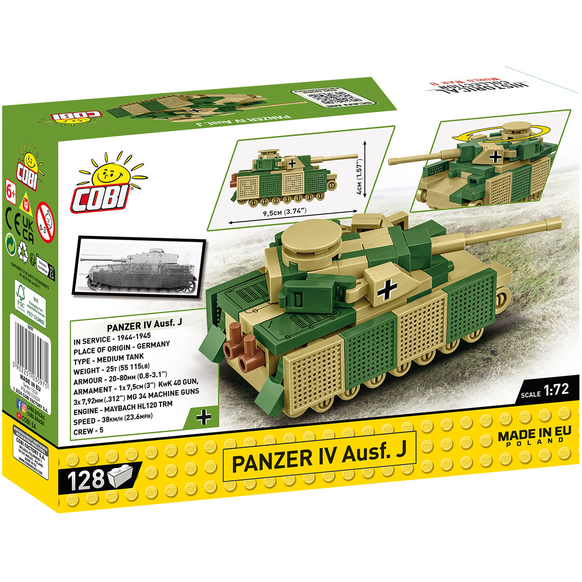 COBI Panzer IV Ausf. J Tank Escala 1:72: Conjunto #3097