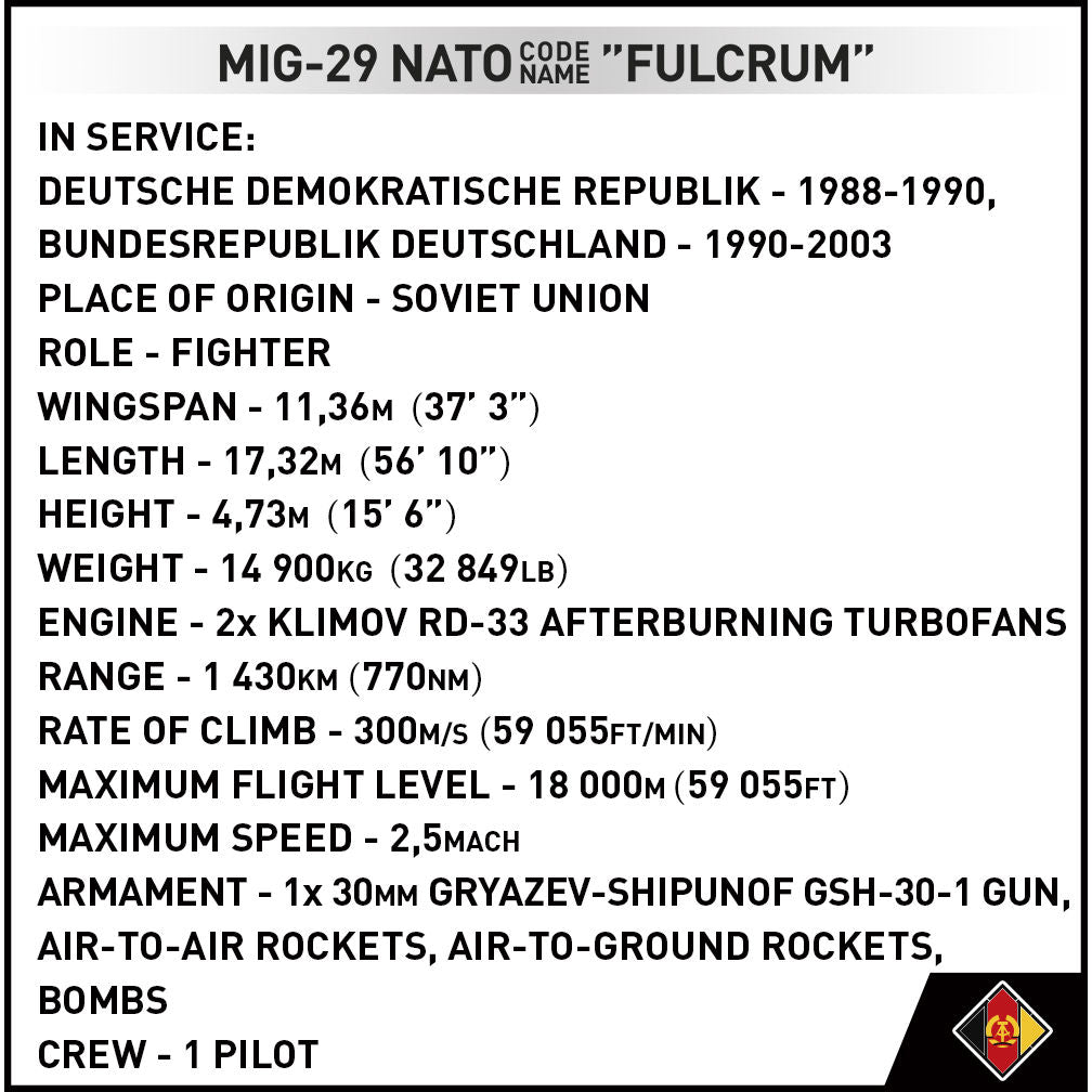 Caza a reacción COBI MIG-29 (Alemania del Este): Set n.° 5851