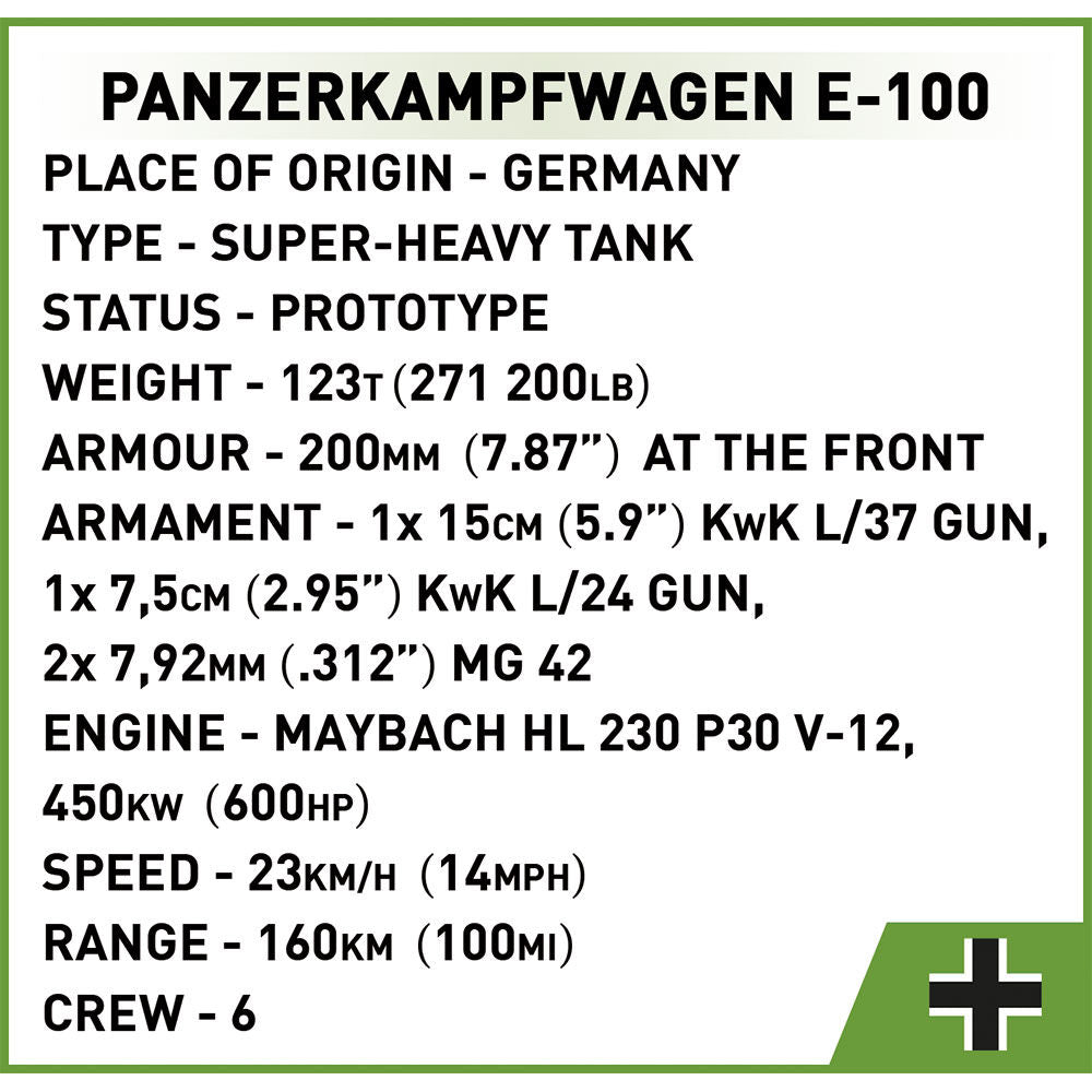 Tanque COBI Panzerkampfwagen E-100: Juego #2572