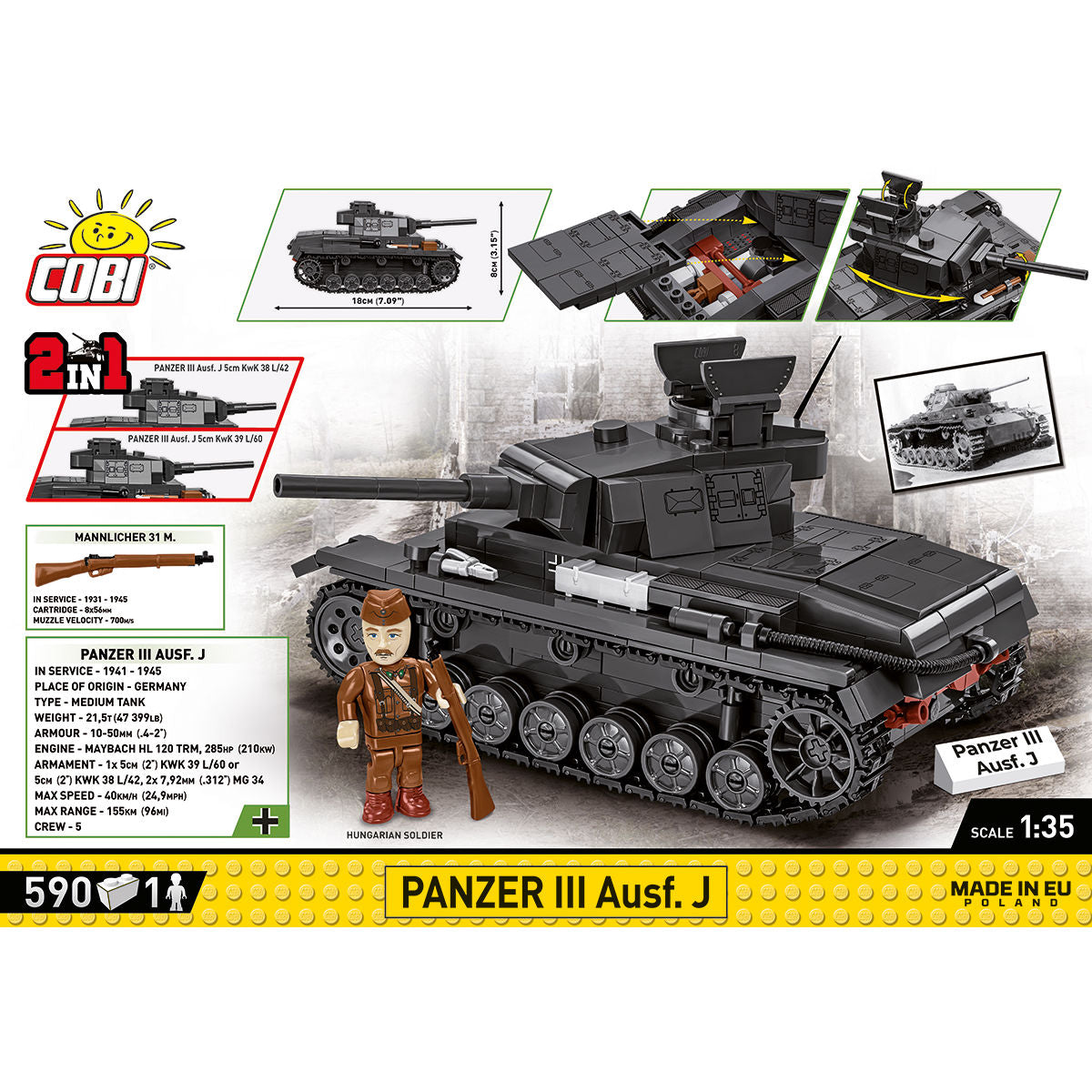 COBI Panzer III Ausf. Tanque J: Conjunto #2289
