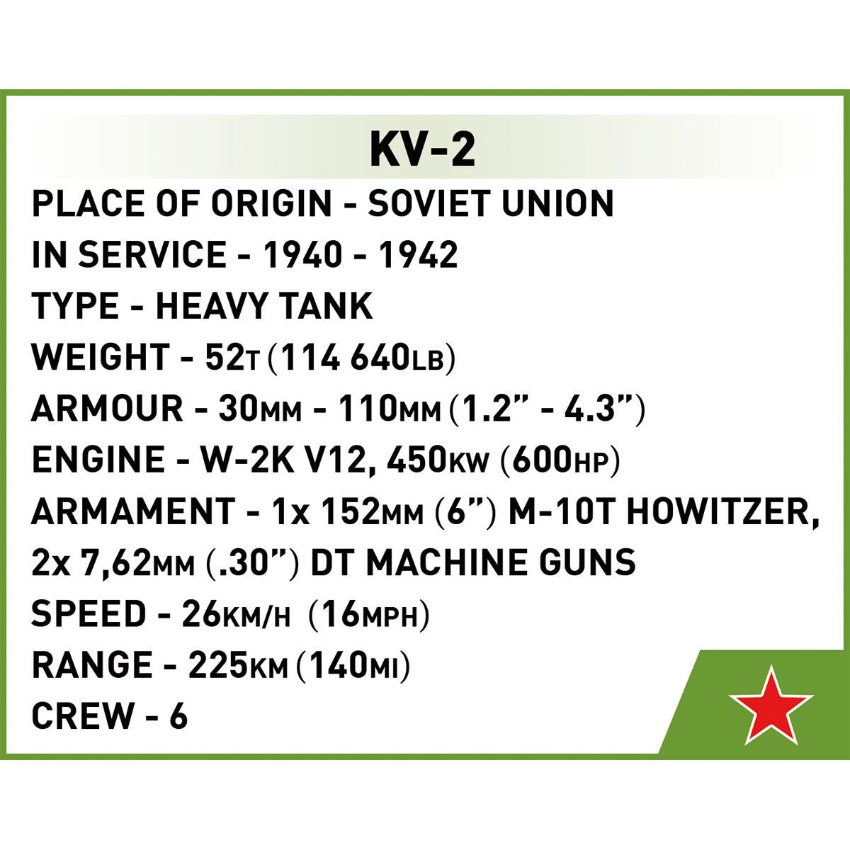 COBI KV-2 Heavy Tank 1:48: Set #2731