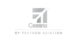 A silver metallic Cessna logo with the text 'BY TEXTRON AVIATION' underneath, centered on a plain white background.