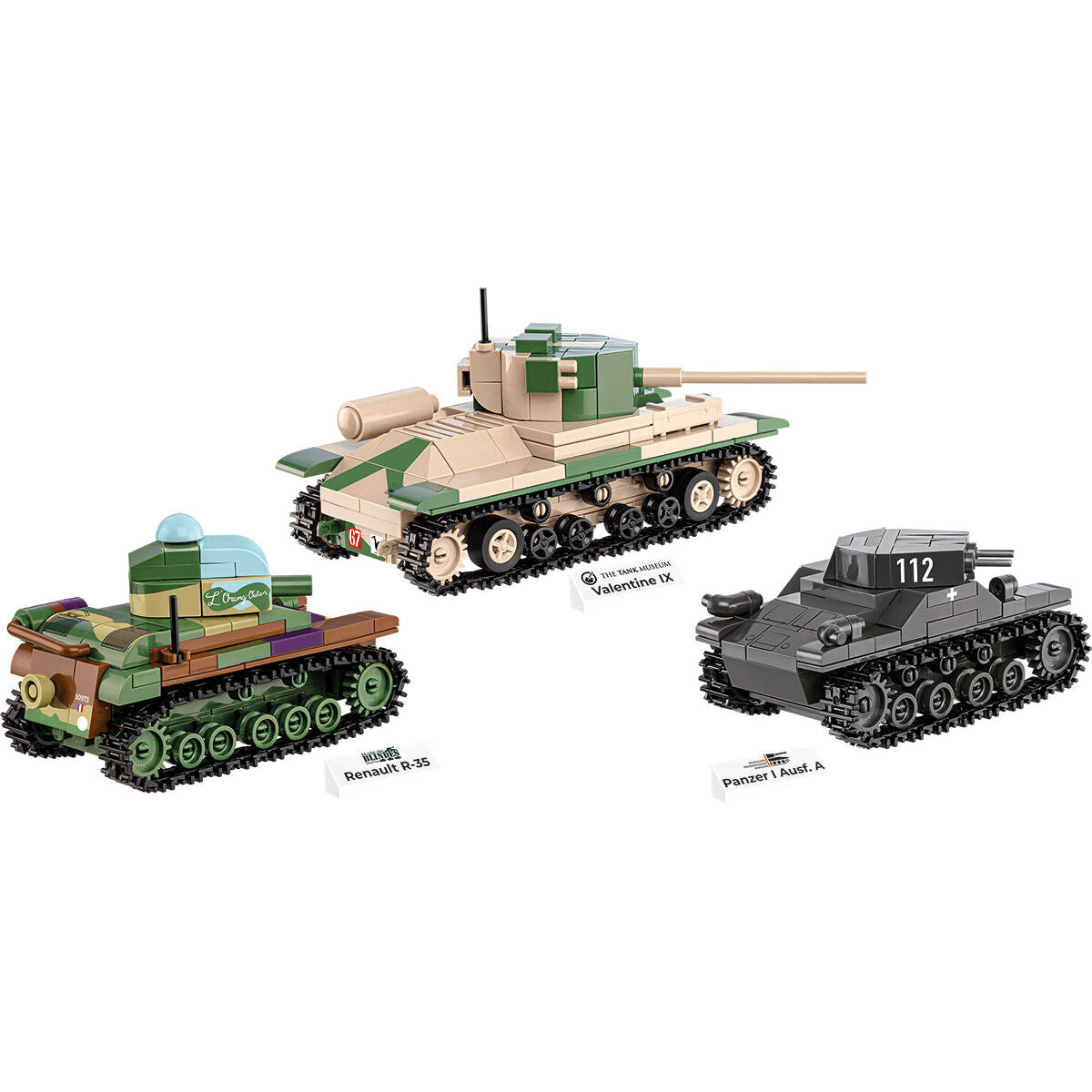 Tanques COBI Renault R35, Valentine IX y Panzer I 1:48: Set n.° 2740