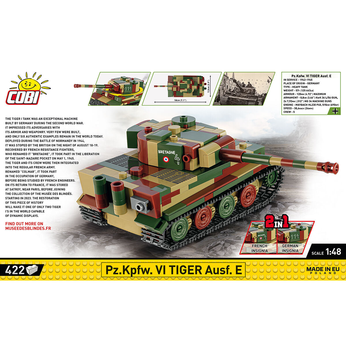 COBI Pz. Kpfw. VI Tiger Ausf. E Tank 1:48: Set #2735
