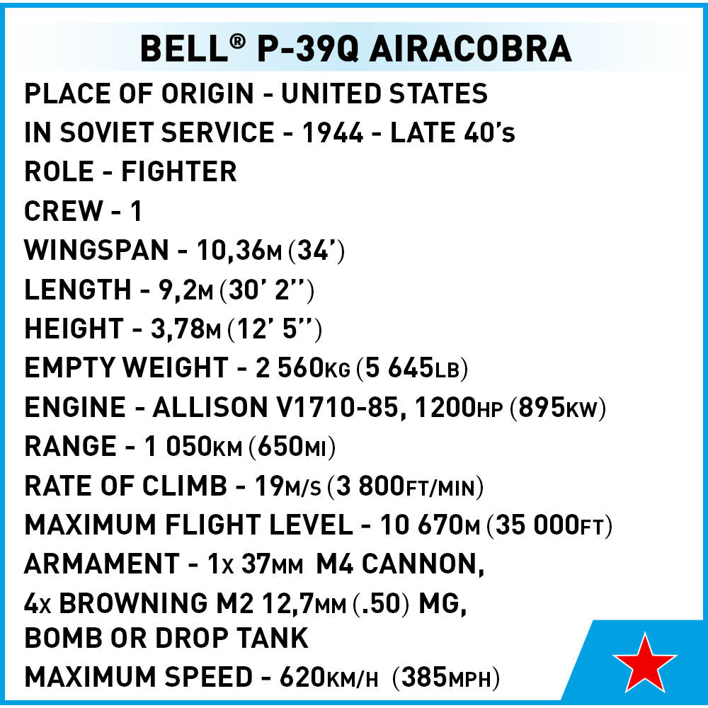 Caza COBI Bell P-39Q Airacobra: Conjunto n.° 5747