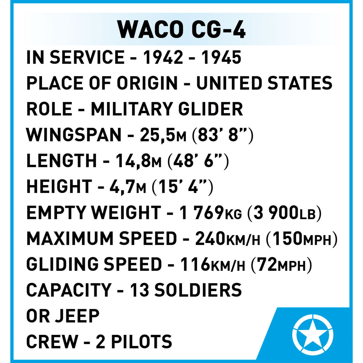 COBI WACO CG-4 Military Glider: Set #5755