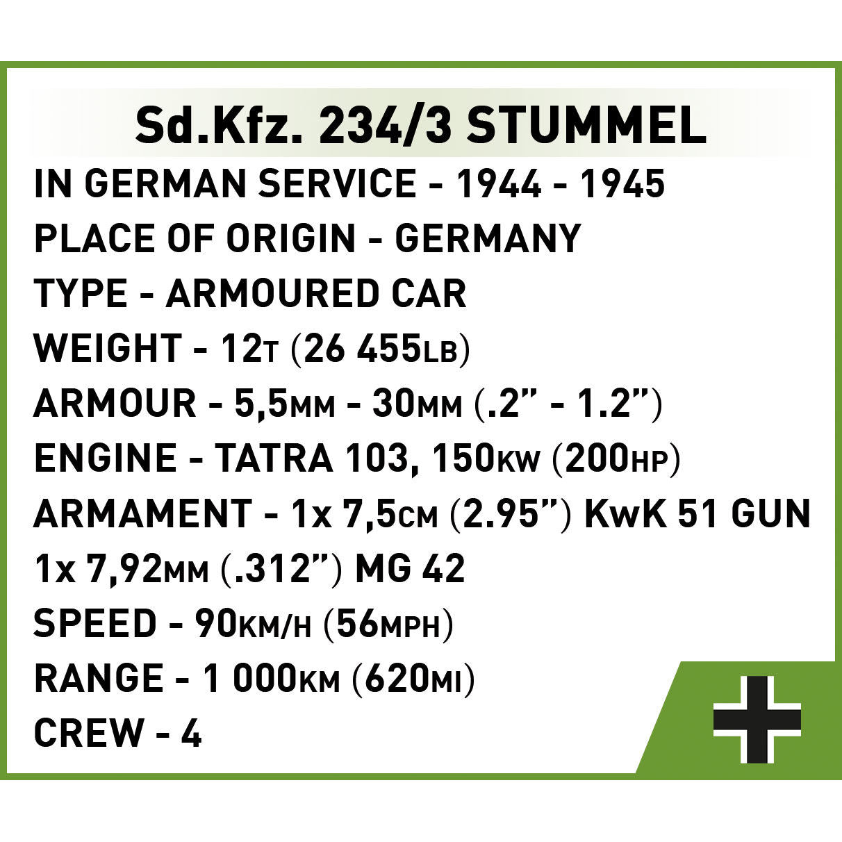 COBI Sd.Kfz. Vehículo blindado Stummel 234/3: Conjunto n.º 2288