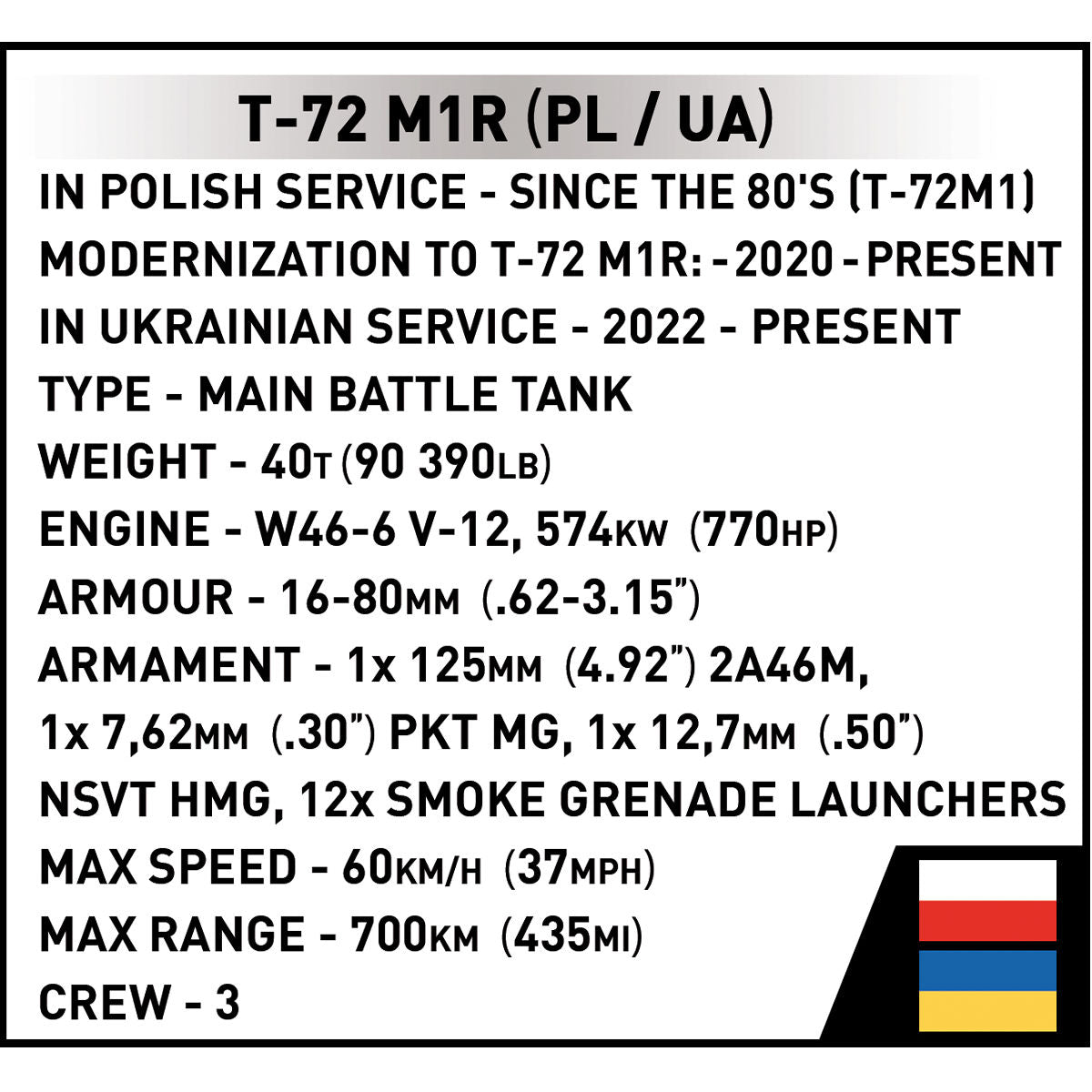 Tanque COBI T-72 M1R (PL/UA): Conjunto n.° 2624
