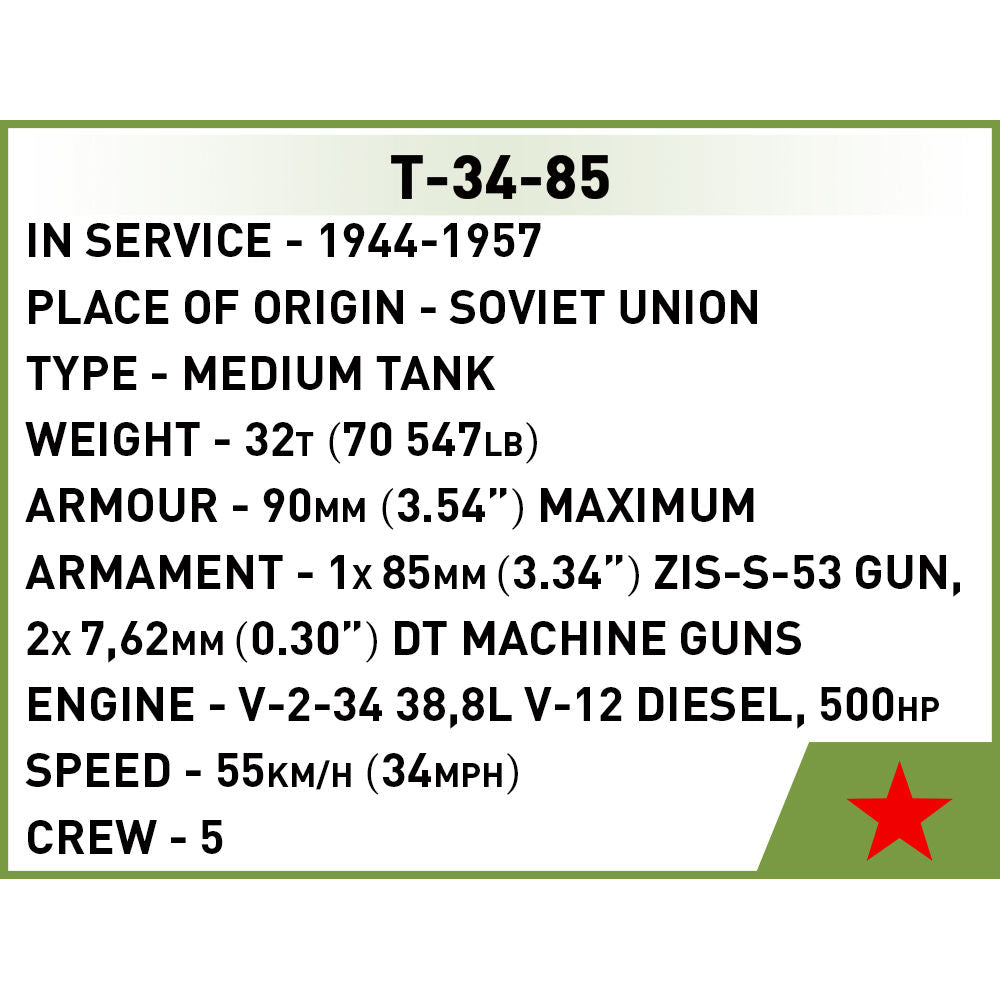 Tanque COBI T-34-85 Escala 1:72: Set n.° 3092
