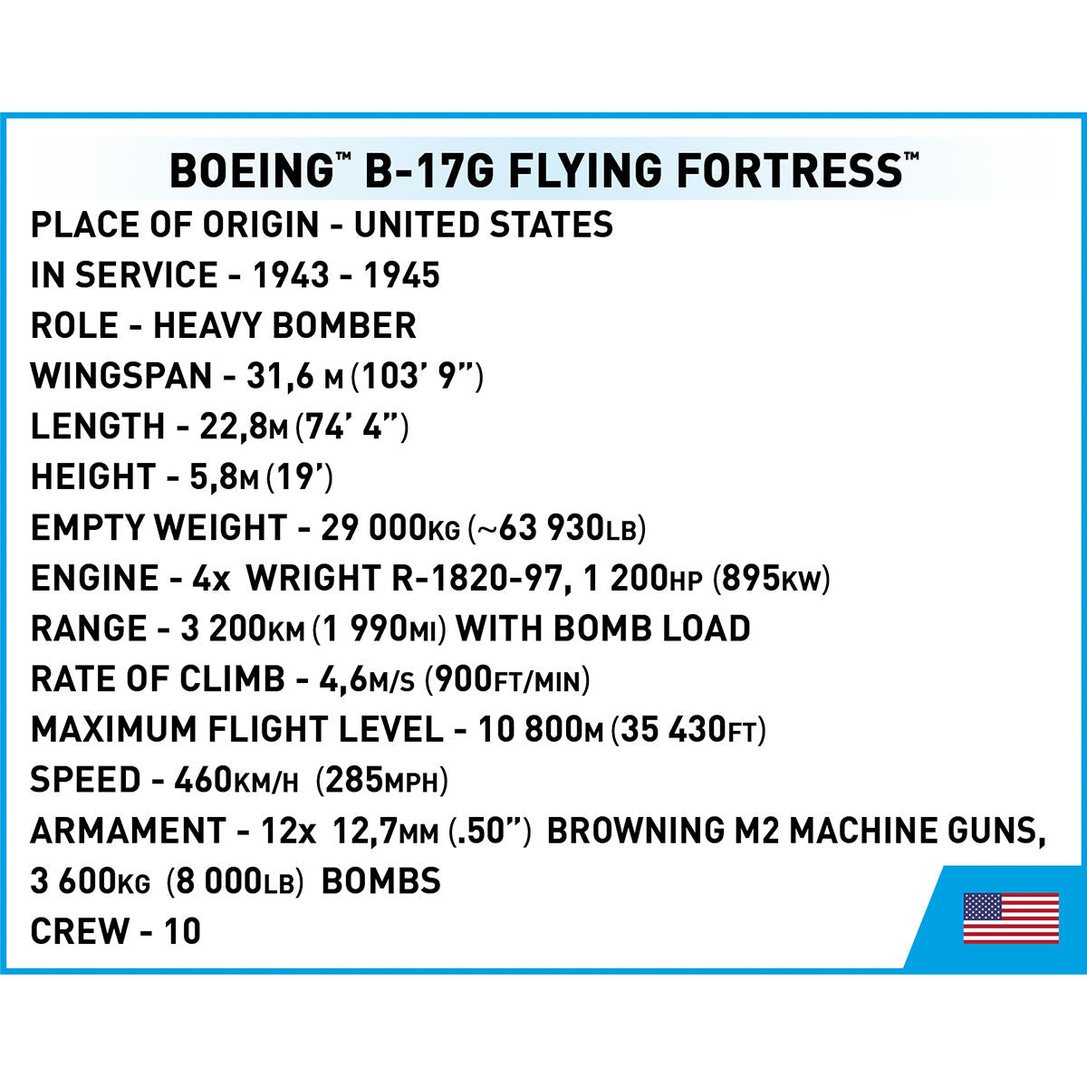 COBI Boeing B-17G Flying Fortress Bomber : Set #5750 – COBI