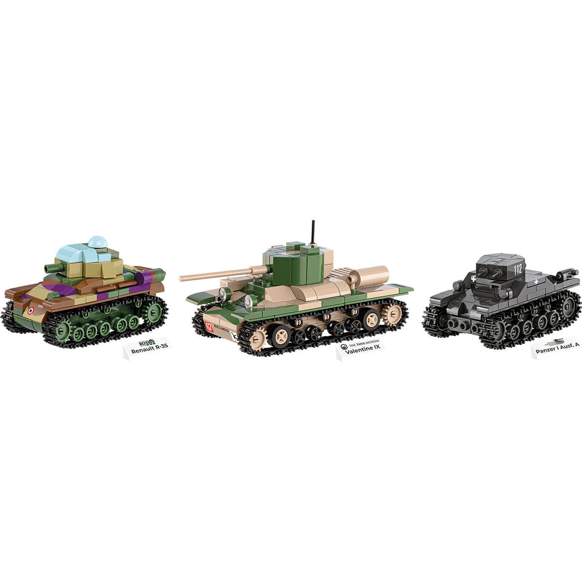 Tanques COBI Renault R35, Valentine IX y Panzer I 1:48: Set n.° 2740
