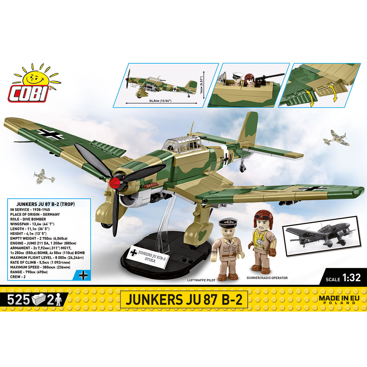 Bombardero en picado COBI Junkers JU 87 B-2: Conjunto n.° 5748