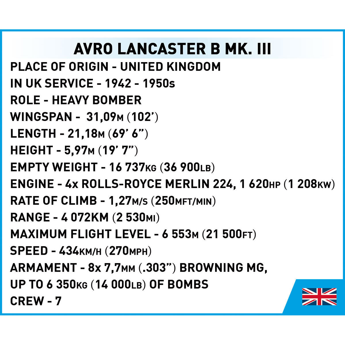 COBI AVRO Lancaster B. III Bomber : Set #5759