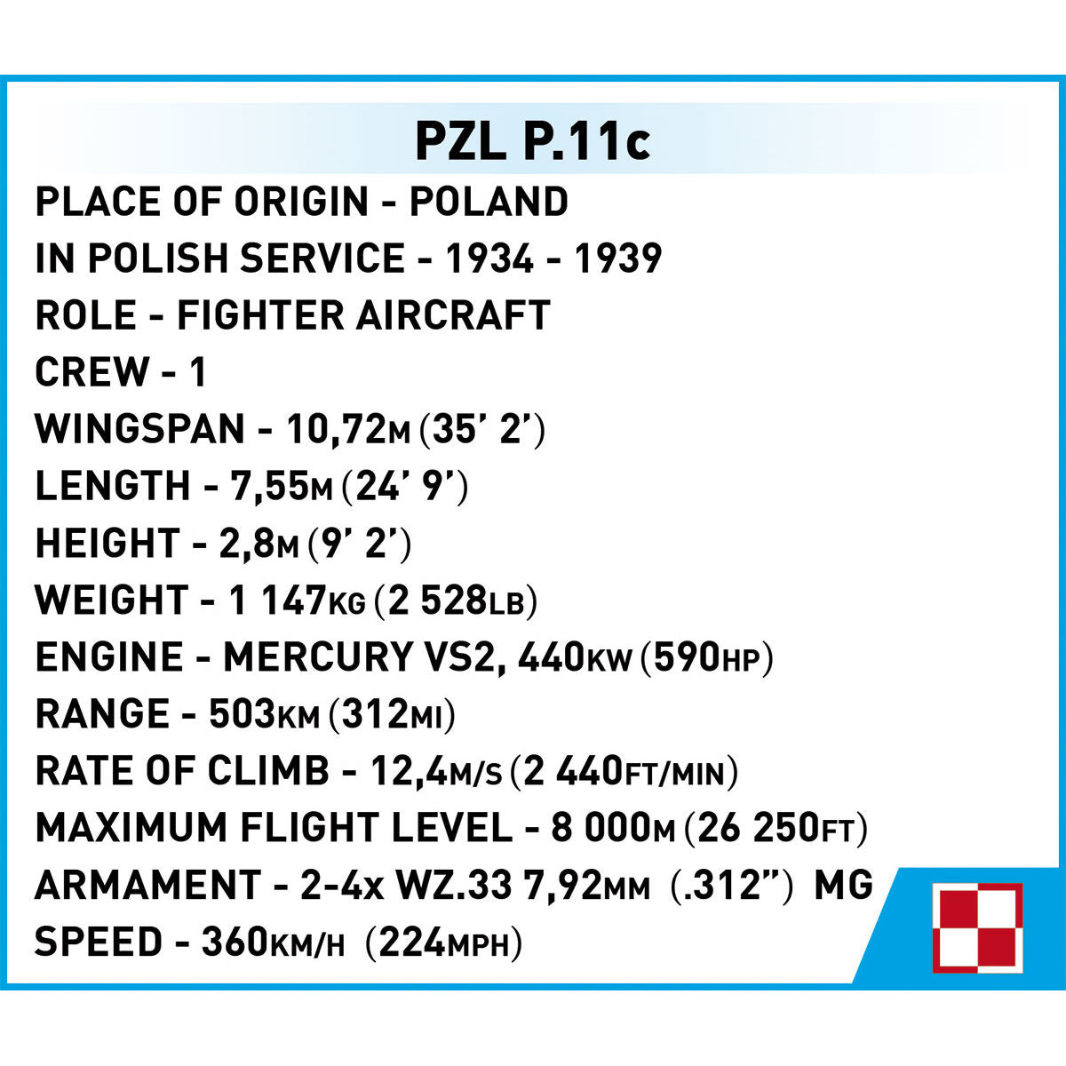 Avión de combate COBI PZL P.11c: Colección n.° 5742