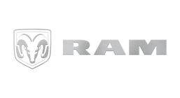RAM logo emblem and wordmark in a brushed silver metallic finish