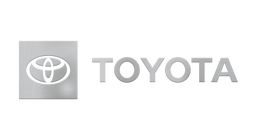 Toyota logo in metallic silver, featuring the oval emblem inside a square on the left and the word TOYOTA on the right
